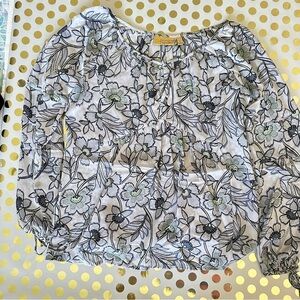 Princess Vera Wang Black and White Relaxed Long Sleeve Blouse